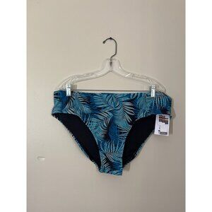 NWT Time And Tru Womens XLarge Seamed Bikini Bottom Overlapping Blue Palm Print